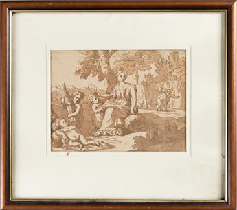 JACQUES BLANCHARD (CIRCLE OF) (Paris 1600-1638 Paris) Ceres * Design for a Panel with Putti.